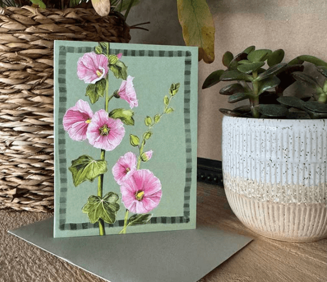 Hollyhocks Card